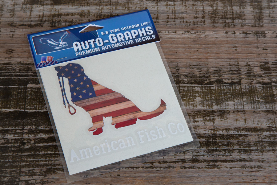 Dog With American Flag Decal
